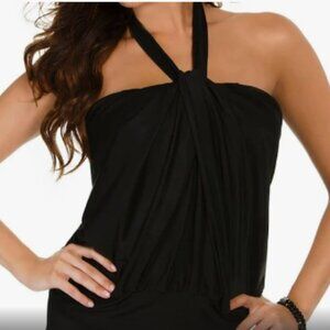 Miraclesuit Black Halter Blouson Underwire Tankini Size 14